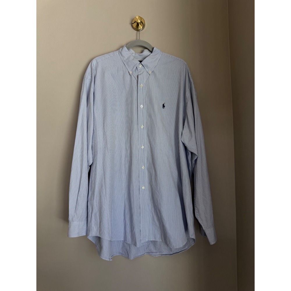 Polo Ralph Lauren Blake Shirt Mens XL Blue White Stripe Cotton Button Down